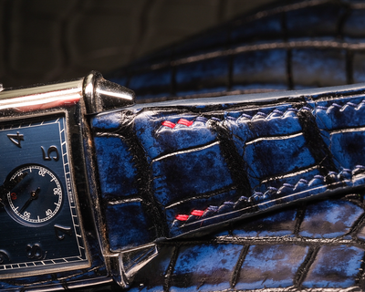 Bespoke Watch Strap in 2 Tone Navy Blue Crocodile