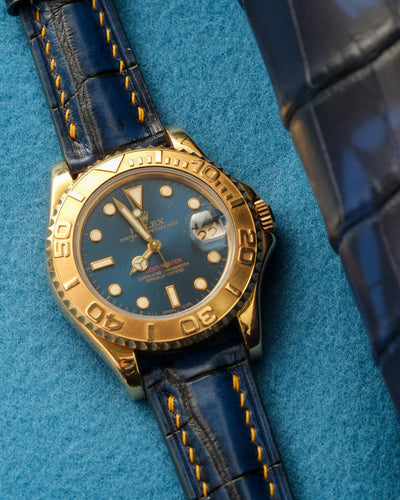 Bespoke Watch Strap in 2 Tone Navy Blue Crocodile