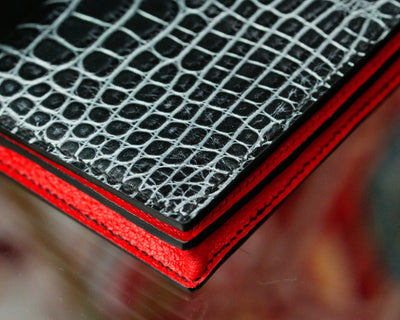 Bespoke Long Wallet in Black Silver Alligator
