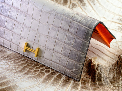 Bespoke Long Wallet in Natural Himalayan Crocodile