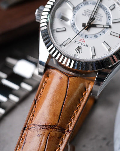 Bespoke Watch Strap in 2 Tone Chestnut Brown Crocodile