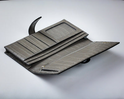 Bespoke Long Wallet in Jet Black Crocodile