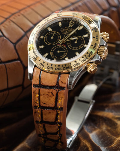 Bespoke Watch Strap in 2 Tone Chestnut Brown Crocodile