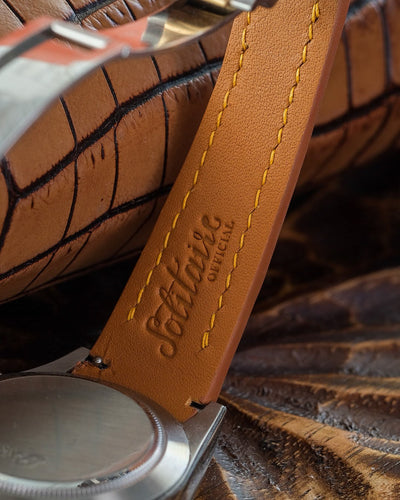 Bespoke Watch Strap in 2 Tone Chestnut Brown Crocodile