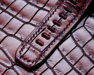 Bespoke Watch Strap in 2 Tone Dark Brown Crocodile