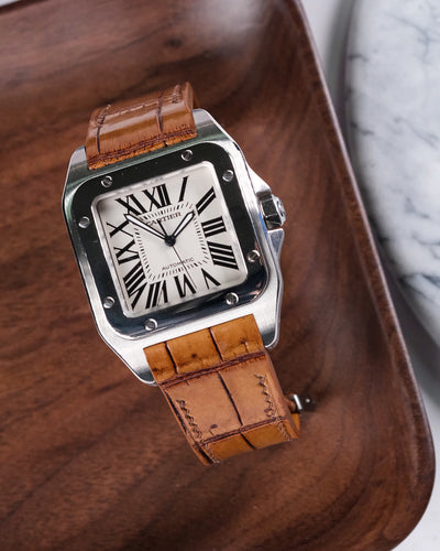 Bespoke Watch Strap in 2 Tone Chestnut Brown Crocodile