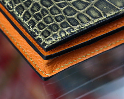 Bespoke Long Wallet in Gold Brushed Alligator
