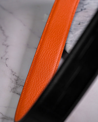 Bespoke Reversible Belt in Black Crocodile & Orange Togo