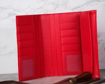 Bespoke Long Wallet in Ferrari Red Crocodile