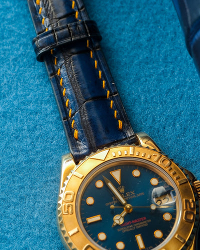 Bespoke Watch Strap in 2 Tone Navy Blue Crocodile