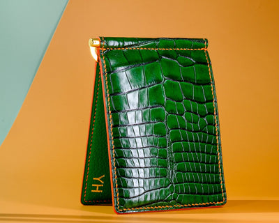 Bespoke Money Clip in Pine Green Alligator