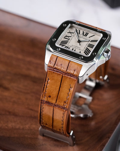 Bespoke Watch Strap in 2 Tone Chestnut Brown Crocodile
