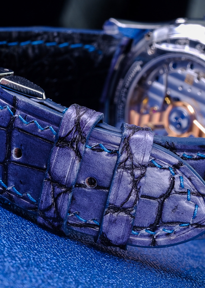 Bespoke Watch Strap In 2 Tone Grey Crocodile