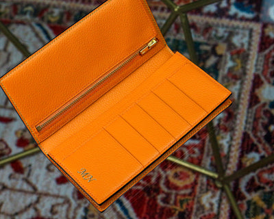 Bespoke Long Wallet in Gold Brushed Alligator