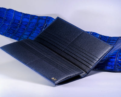 Bespoke Long Wallet in 2 Tone Electric Blue Crocodile