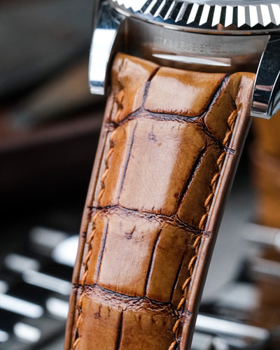 Bespoke Watch Strap in 2 Tone Chestnut Brown Crocodile