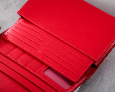 Bespoke Long Wallet in Ferrari Red Crocodile
