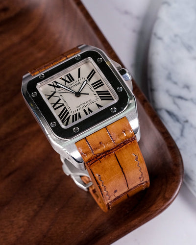 Bespoke Watch Strap in 2 Tone Chestnut Brown Crocodile