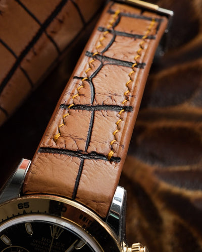 Bespoke Watch Strap in 2 Tone Chestnut Brown Crocodile