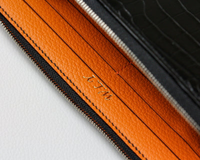 Bespoke Long Wallet in Jet Black Crocodile