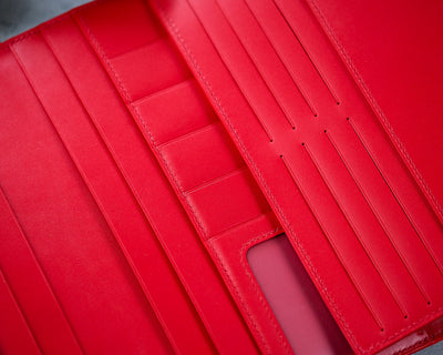 Bespoke Long Wallet in Ferrari Red Crocodile