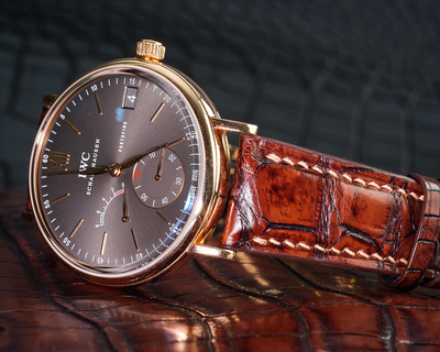 Bespoke Watch Strap in 2 Tone Dark Brown Crocodile