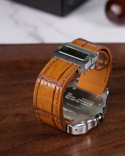 Bespoke Watch Strap in 2 Tone Chestnut Brown Crocodile