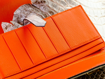 Bespoke Long Wallet in Natural Himalayan Crocodile