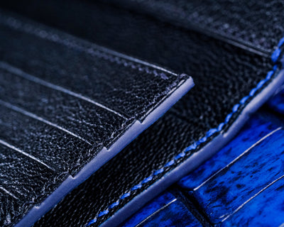 Bespoke Long Wallet in 2 Tone Electric Blue Crocodile