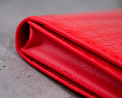 Bespoke Long Wallet in Ferrari Red Crocodile