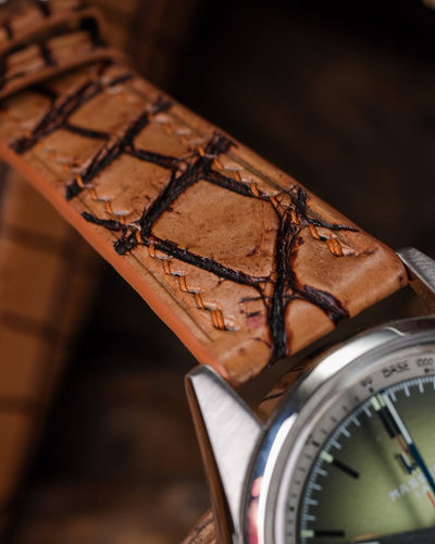 Bespoke Watch Strap in 2 Tone Chestnut Brown Crocodile
