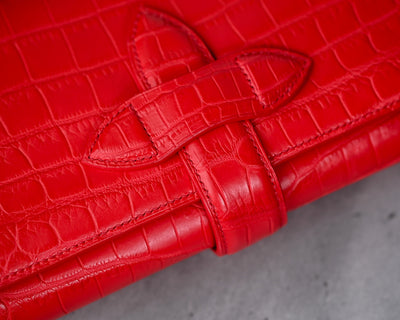 Bespoke Long Wallet in Ferrari Red Crocodile