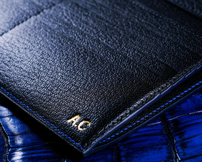 Bespoke Long Wallet in 2 Tone Electric Blue Crocodile