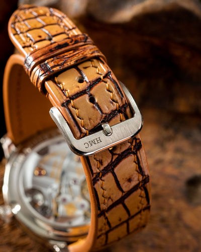 Bespoke Watch Strap in 2 Tone Chestnut Brown Crocodile