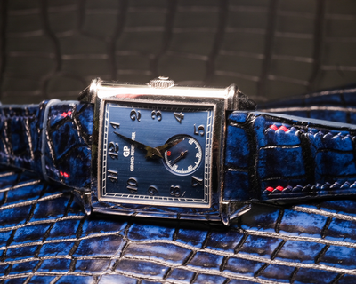 Bespoke Watch Strap in 2 Tone Navy Blue Crocodile