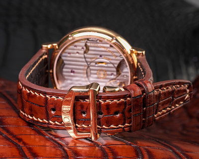 Bespoke Watch Strap in 2 Tone Dark Brown Crocodile