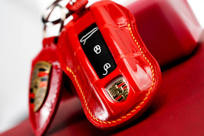 Bespoke Key Fob Cover in Ferrari Red Crocodile