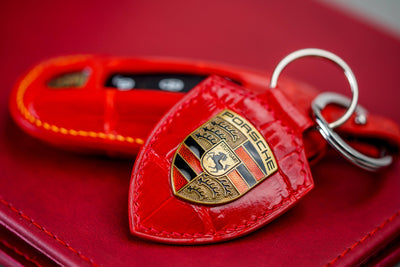 Bespoke Key Fob Cover in Ferrari Red Crocodile