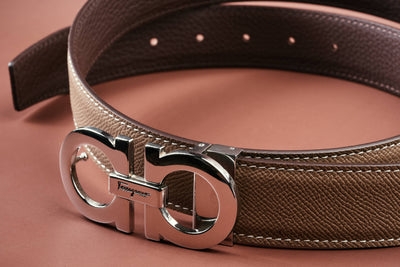 Bespoke Reversible Belt in Elephant Grey Epsom & Chocolate Brown Togo