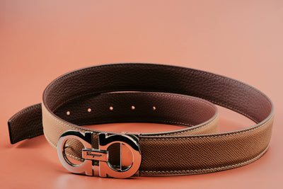 Bespoke Reversible Belt in Elephant Grey Epsom & Chocolate Brown Togo