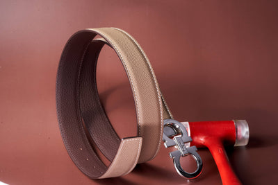 Bespoke Reversible Belt in Elephant Grey Epsom & Chocolate Brown Togo