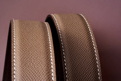 Bespoke Reversible Belt in Elephant Grey Epsom & Chocolate Brown Togo