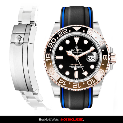 Solitaire Rubber strap for Rolex GMT Master II (Deployant Clasp)