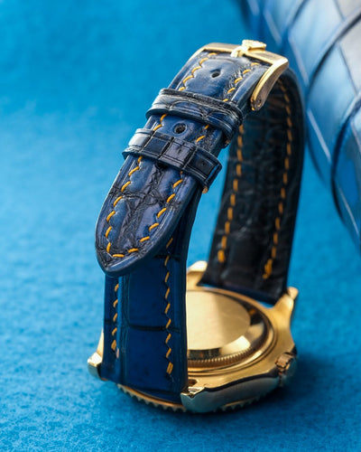 Bespoke Watch Strap in 2 Tone Navy Blue Crocodile