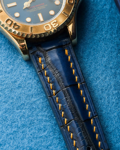 Bespoke Watch Strap in 2 Tone Navy Blue Crocodile