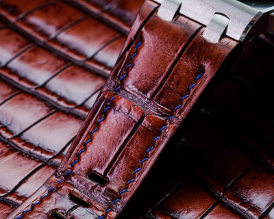 Bespoke Watch Strap in 2 Tone Dark Brown Crocodile