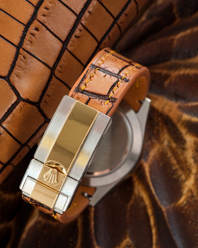 Bespoke Watch Strap in 2 Tone Chestnut Brown Crocodile