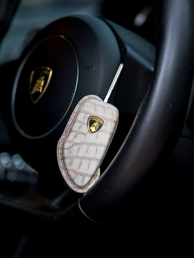 Bespoke Key Fob Cover in Natural Himalayan Crocodile
