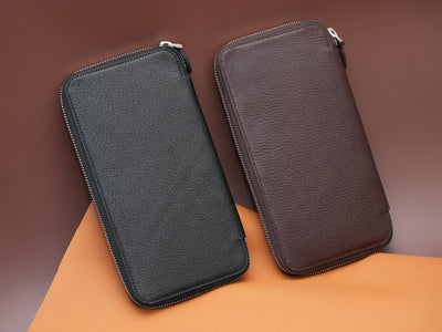 Bespoke Long Wallets in Black & Brown Chevre