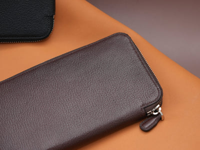 Bespoke Long Wallets in Black & Brown Chevre